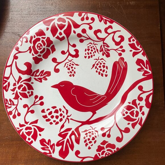 4 Pier 1 8 inch Red Bird Salad Plates. - Picture 2 of 6